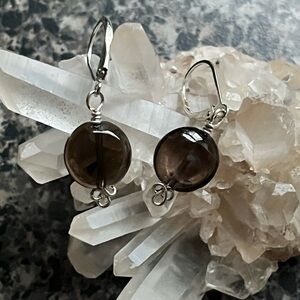 Earthbound Wisdom – Smoky Quartz & Celtic Knot Earrings 12mm